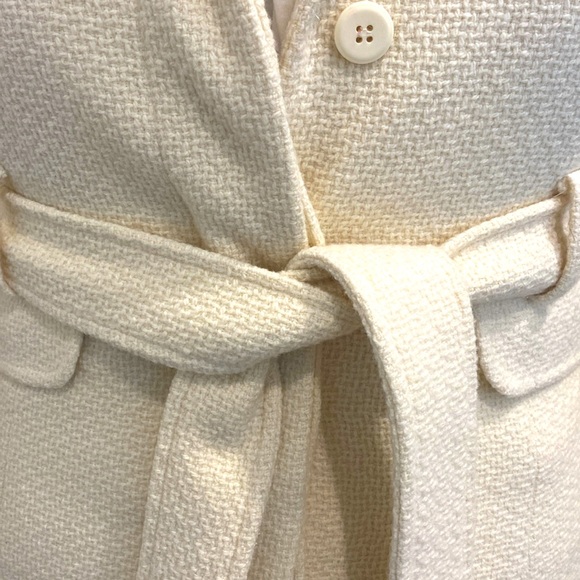 Vintage 70’s Textured Cream 70% Wool, Belted Coat |Size 12 - Picture 7 of 12